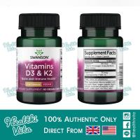 ราคา Swanson Vitamins D3 K2 2000 IU 75 mcg 60 Vegan Caps (25751602394)