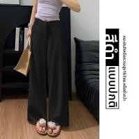 ราคา LANMENGYA กางเกงขายาวเอวสูงสีน้ำเงินเข้มผ้าลินิน (126380690070)