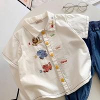 ราคา เสื้อเชิ้ตปักลายการ์ตูนสำหรับน่ารักเด็กผู้ชายเสื้อผ้าฝ้ายเด็กเล็กเสื้อเชิ้ตลำลองสไตล์เกาหลี (18593576727)
