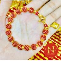 ราคา สร้อยข้อมือ เม็ดสัปปะรดลายสุโทัยลงยา น้ำหนัก 3 บาท งานสวยจริง ทองหุ้ม ทองชุบ นพคุณห้างทอง (19482616071)