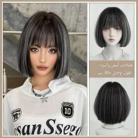 ราคา วิก7jhh TSE ผมสั้นตรงผู้หญิงแบบใหม่วิกผมสังเคราะห์สีขาวและสีดำไฮไลต์ D 175 (24677699550)