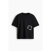 ราคา H M เสื้อยืดโอเวอร์ไซส์ลายพิมพ์ ไหล่ตก (126375069435)