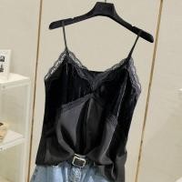ราคา เสื้อกั๊กสายเดี่ยวผ้ากำมะหยี่สีทองสำหรับผู้หญิง ฤดูใบไม้ผลิและฤดูใบไม้ร่วง เสื้อชั้นในลูกไม้ เสื้อชั้นในสีพื้นสไตล์ฝรั่งเศส เสื้อคลุมกันหนาว (24051404882)