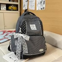 ราคา กระเป๋าเป้สะพายหลังผ้าลายทางสำหรับเด็กผู้หญิง ขนาดกลาง กระเป๋าเป้สะพายหลังสำหรับเด็กผู้หญิงสไตล์หวาน กระเป๋าใส่ของใช้สำหรับเด็กผู้หญิง (126453810216)
