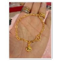 ราคา สร้อยข้อมือชุปทองแท้ 24K เคลือบแก้ว ลายห่วงโซ่ฝรั่ง นน 1 สลึง (1461708366)