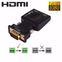 ราคา 1080P VGA to HDMI Video Converter Adapter with Mini USB Power Cable 3 5mm Audio Cable vga2hdmi for HDTV DVD PC (204394106)