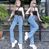 ราคา กางเกงยีนส์ผู้หญิง no 247 ทรงขาม้าเล็ก เอวสูง 2 กระดุม (20093034017)