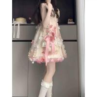 ราคา ชุดเดรสคอวีแขนกุดทรงเอเอวสูงสีพื้น ชุดเดรสสไตล์ฝรั่งเศสหวานๆ สำหรับฤดูร้อน ชุดนางฟ้าชายหาดขนาดเล็ก (24335493409)
