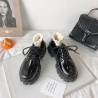ราคา ส่งเร็วพิเศษ Mary Janes แพลตฟอร์มผู้หญิง รองเท้าผ้าใบสตรีหัวกลมยก สีดำสดใสและสีดำเข้ม แพลตฟอร์ม Britannica แบบผูกเชือก (13826141498)