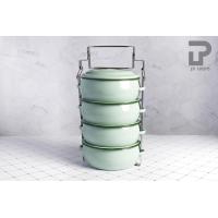 ราคา ปิ่นโต ปิ่นโตทรงโอ่ง ปิ่นโตเคลือบ ทรงบุษบา 14cm x 4ชั้น ตรานกเพนกวิน (2174846466)
