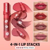 ราคา SHEGLAM Mega Lip Stacks Brown 4 In 1 Creamy Matte Brown Lipstick Kit High Pigment Non Drying Portable Travel Lipstick Kit Lip Makeup (24619919495)