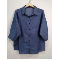 ราคา SALE เสื้อเชิ้ตเเขนสามส่วน ผ่าหน้า ผ้ายีนส์ เนื้อดี สีพื้นยีนส์ ไซส์ใหญ่ เสื้อยีนส์ เสื้อเชิ้ตผู้หญิง (25656460650)
