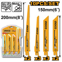 ราคา INGCO ชุดใบเลื่อยชัก 10 ชิ้น เซ็ต สำหรับตัดแผ่นเหล็กและงานไม้ รุ่น RSB1001 Reciprocating saw blades set ใบเลื่อยชักตัดเหล็ก ใบเลื่อยชักสำหรับเลื่อยไม้ (23872980935)