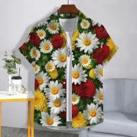 ราคา เสื้อสงกรานต์ 2569 เสื้อลายดอกดอกทานตะวันสีเหลืองและขาว เสื้อเชิ้ตชาย สีสันสดใส ลายดอกไม้ สงกรานต์ เสื้อยืดแฟชั่นแขนสั้นไซส์ใหญ่ (126615571075)