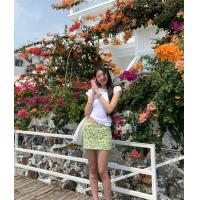 ราคา Cici 2529 กระโปรงสั้นลายดอกสีสันสดใส มีซับใน ซิบข้าง สไตล์สาวฮาวาย (24396727316)