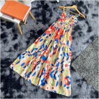 ราคา เดรสสายเดี่ยวยาว ลายเชอร์รี่ Long single strap dress cherry pattern TT18032 TT22038 (23274938542)