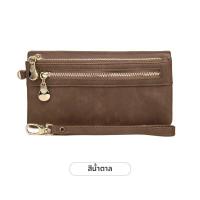 ราคา Retro แฟชั่นผู้หญิงกระเป๋าสตางค์ยาวขนาดใหญ่ความจุ Double Fold Multi Card Slot กระเป๋าสตางค์ Multi Functional Double Zipper กระเป๋าถือ (23182378840)