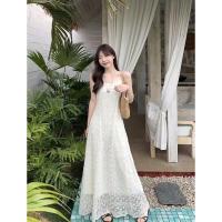 ราคา ชุดเดรสยาวแขนกุดคอวีผ้าลูกไม้สไตล์เกาหลีสำหรับผู้หญิงในช่วงฤดูร้อน ชุดเดรสยาวคลุมเข่าแขนกุดคอวีผ้าลูกไม้ (25730736432)