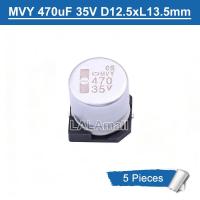 ราคา 5ชิ้นอลูมิเนียม SMD ตัวเก็บประจุแบบอิเล็กโทรไลติก MVY 470 470UF 35V 12 5X13 5Mm เดิม (126801881472)