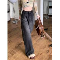 ราคา กางเกงยีนส์ผู้หญิง กางเกงขายาวทรงตรงสีดำเทา กางเกงยีนส์ขากว้าง สไตล์อเมริกัน กางเกงยีนส์เอวสูง (24845254538)
