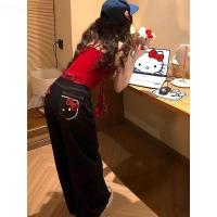 ราคา กางเกงยีนส์ทรงหลวมสไตล์คิตตี้ปักลายสก็อต กางเกงขายาวทรงหลวมสำหรับผู้หญิง กางเกงยีนส์ทรงหลวมสำหรับใส่ทำงานในฤดูร้อน (26233162406)