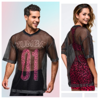 ราคา Zumba Sizzlin ชุดสตรีใหม่เสื้อตาข่ายโอเวอร์ไซส์ตัวหนาสีดำ Z1T00 1258 (25614116815)