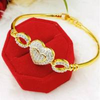 ราคา JJLSHOP CW75 สร้อยข้อมือข้อมือหัวใจ งานทองไมครอน ฝังเพชร cz ยาว 18 cm (18263522756)