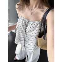 ราคา Cicishop H88156 เสื้อสายเดี่ยวลายจุด Pokka Dots ผ้าชีฟอง สายปรับได้ มีซับใน สไตล์ฤดูร้อน (126832496754)