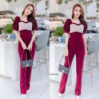 ราคา TW17474 Jumpsuit จั้มสูทขายาวแขนพอง อกแต่งกระดุม (14274671183)