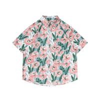 ราคา เสื้อลายดอก ผู้หญิง สงกรานต์ ปกเชิ้ตแขนสั้น กระดุมหน้า เสื้อสีฟ้าพิมพ์ลายดอกสีชมพู ผ้าไหมอิตาลี ผ้แห้งไว สีไม่ตกยับยาก ใส่เล่นน้ำ ทำบุญ ชุดใส่ไปทะเล เสื้อฮาวาย 3006 (21539624198)