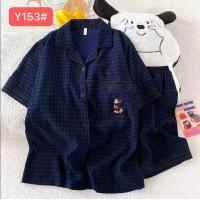 ราคา เซตชุดนอนผ้าฝ้ายญี่ปุ่น เสื้อ กางเกง คอปก ลายการ์ตูน สวมใส่สบาย ผ้านิ่มไม่เเข็ง No 1024 (26228715790)