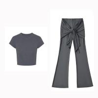 ราคา เซ็ต2ชิ้น เสื้อยืดคอกลมแขนสั้น สีพื้น กางเกงเอวยางยืดขาม้า แต่งชายผ้ายาวพันรอบเอว ผูกเก๋ๆ ผ้าโพลิเอสเตอร์ นุ่ม ใส่สบาย ชุดไปทะเล 2101 (24601046887)
