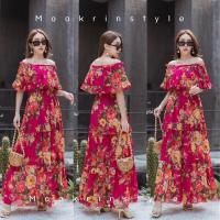 ราคา mookrinstyle เดรสปาดไหล่ลายดอก งานสวยมาก นางแบบถ่ายจากงานขาย เดรสยาว เดรสวินเทจ เดรสสีสดใส เดรสเกาะอก vintage dress (21944809549)