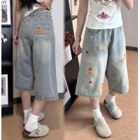 ราคา Lucky stars ไชด์S 4XL กางเกงยีนส์ขากว้างผู้หญิง ลายปักน้องหมาน่ารัก เอวสูง ผ้าเดนิมแฟชั่น (126823993874)