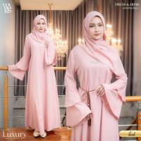 ราคา เดรสพร้อมฮิญาบ มีเชือกผูกเอว ชุดเดรสอิสลาม ใส่ออกงานสวยมาก เพิ่มความหรูด้วยเพชร IN49วาริสมุสลิม (26298410953)