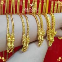 ราคา สร้อยคอ ลายสี่เสาหัวมังกร เศษทองคำแท้ หนัก 1 2 3 5 บาท ยาว 20 24 นิ้ว 1 เส้น ZR406 สร้อยทอง ทองเหมือนแท้ สร้อยทองไม่ลอก ทองไม่ลอกไม่ดำ สร้อยพระ (18241728671)