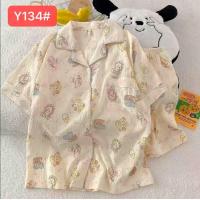 ราคา เซตชุดนอนผ้าฝ้ายญี่ปุ่น เสื้อ กางเกง คอปก ลายการ์ตูน สวมใส่สบาย ผ้านิ่มไม่เเข็ง No 1024 (26228715778)