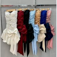 ราคา D มินิเดรสเกาะอก ผ้าลูกไม้ ทรงบอลลูน แต่งโบว์ใหญ่ เสริมฟองน้ำ ทรงสวย (24827657569)