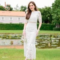 ราคา Dress Iris เดรสลูกไม้ยาว ทรงเรียบหรู ดีไซน์กระโปรงหางปลา สวยดูดี เดรสออกงาน งานบุญ งานแต่ง พร้อมส่ง S M L XL (25201299647)