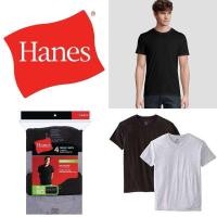 ราคา Hanes ของแท้ นำเข้าจากอเมริกา เสื้อยืด ผ้าบาง คอวี ดำ เทา (22142301955)