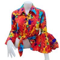 ราคา เสื้อทองกวาวลายดอกแขนกระดิ่ง เสื้อแฟชั่นย้อนยุคหญิง เสื้อรำวงย้อนยุค เสื้อลายดอกตรีมงานวัด (126228678055)