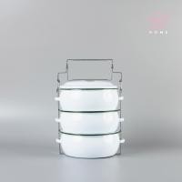 ราคา ปิ่นโต ปิ่นโตทรงโอ่ง ปิ่นโตเคลือบ ทรงบุษบา 14cm x 3ชั้น ตรานกเพนกวิน (19414233899)