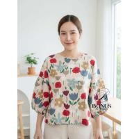 ราคา เสื้อสั้นแขนบอลลูนผ้าคอตตอนอินเดียพิมพ์ลายสวยๆ (26289271635)