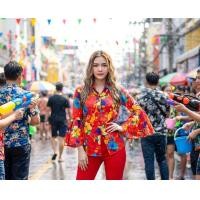 ราคา เสื้อทองกวาวลายสดใสแขนกระดิ่ง เสื้อแฟชั่นย้อนยุคหญิง เสื้อรำวงย้อนยุค เสื้อลายดอกตรีมงานวัด (126381543086)