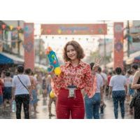 ราคา เสื้อทองกวาวลายสดใสแขนกระดิ่ง เสื้อแฟชั่นย้อนยุคหญิง เสื้อรำวงย้อนยุค เสื้อลายดอกตรีมงานวัด (126381543084)