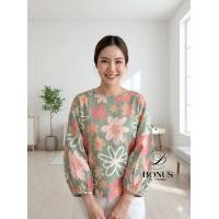 ราคา เสื้อสั้นแขนบอลลูนผ้าคอตตอนอินเดียพิมพ์ลายสวยๆ (26289271629)