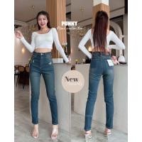 ราคา XANNSHOPS Punny Jeans กางเกงยีนส์ ทรงบอย ผ้ายืด เอวสูง (23399259161)