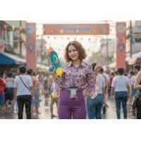 ราคา เสื้อทองกวาวลายสดใสแขนกระดิ่ง เสื้อแฟชั่นย้อนยุคหญิง เสื้อรำวงย้อนยุค เสื้อลายดอกตรีมงานวัด (126381543083)