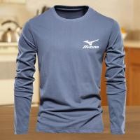 ราคา 2025 MIZUNOเสื้อแขนยาวชาย สีทึบแขนยาวสำหรับผู้ชายแห้งอย่างรวดเร็ว เสื้อยืดแขนยาวระบายอากาศสีดำเสื้อยืดผู้ชาย คอกลม ถัง (25692361011)