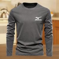 ราคา 2025 MIZUNOเสื้อแขนยาวชาย สีทึบแขนยาวสำหรับผู้ชายแห้งอย่างรวดเร็ว เสื้อยืดแขนยาวระบายอากาศสีดำเสื้อยืดผู้ชาย คอกลม ถัง (25692315980)